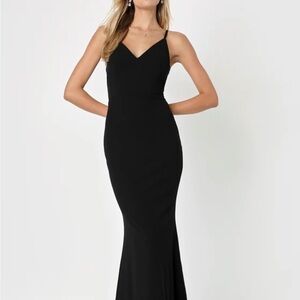 Lulu's Black Spaghetti Strap Maxi Gown for Weddings